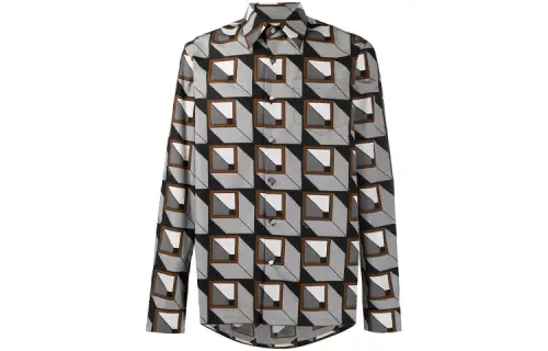 PRADA Shirts Men's Black Lapel Moderate