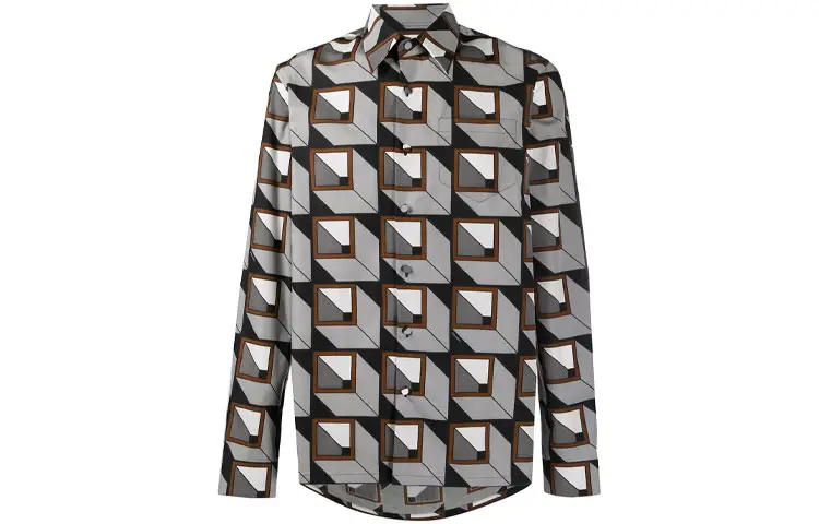 PRADA Shirts Men's Black Lapel Moderate