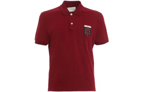 GUCCI Polo Shirts Men's Burgundy Polo Collar Moderate Straight Fit