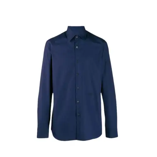 PRADA Shirts Men's Navy Lapel Moderate