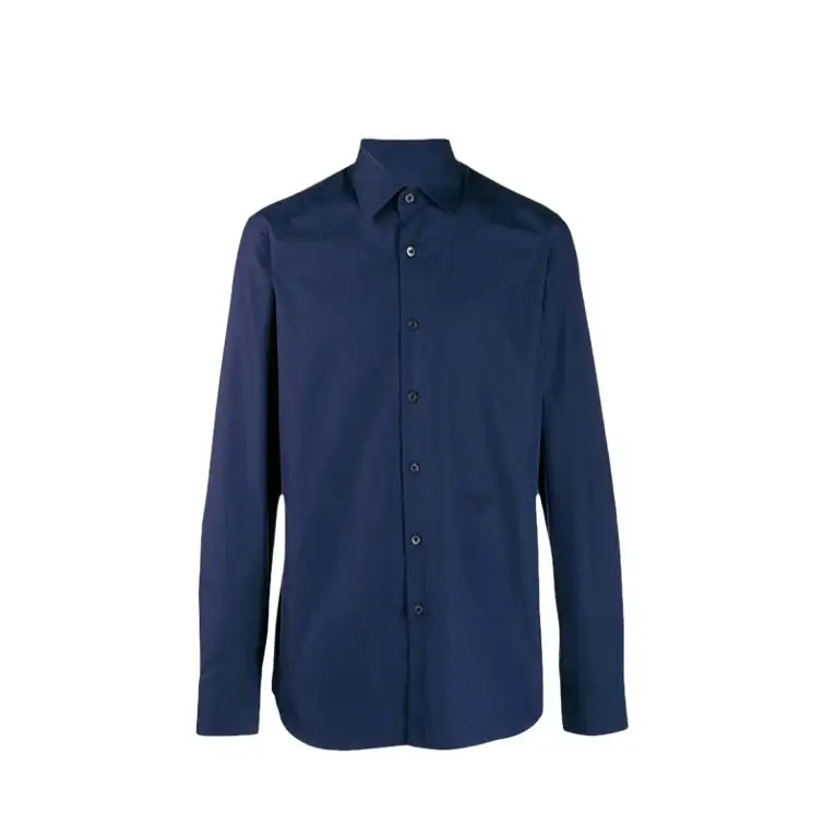 PRADA Shirts Men's Navy Lapel Moderate