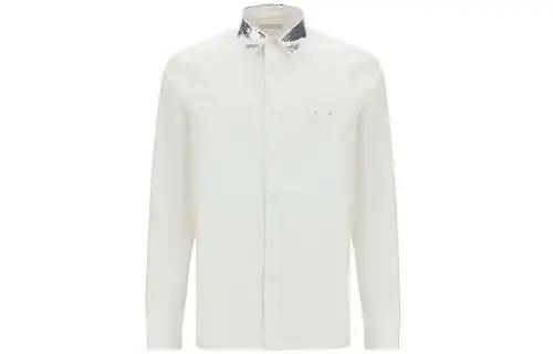PRADA Shirts Men's White Lapel Moderate Shirt
