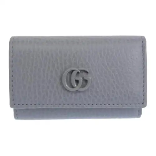 GUCCI GG Marmont Leather Key Pouch Women's Gray