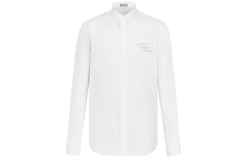DIOR Quarterly New Products Shirts Men's White Polo Collar Moderate Shirt