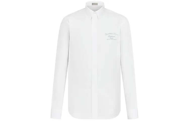 DIOR Quarterly New Products Shirts Men's White Polo Collar Moderate Shirt