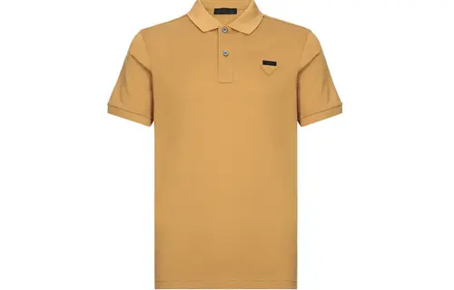 PRADA Polo Shirts Men's Mustard Polo Collar Moderate Straight Fit