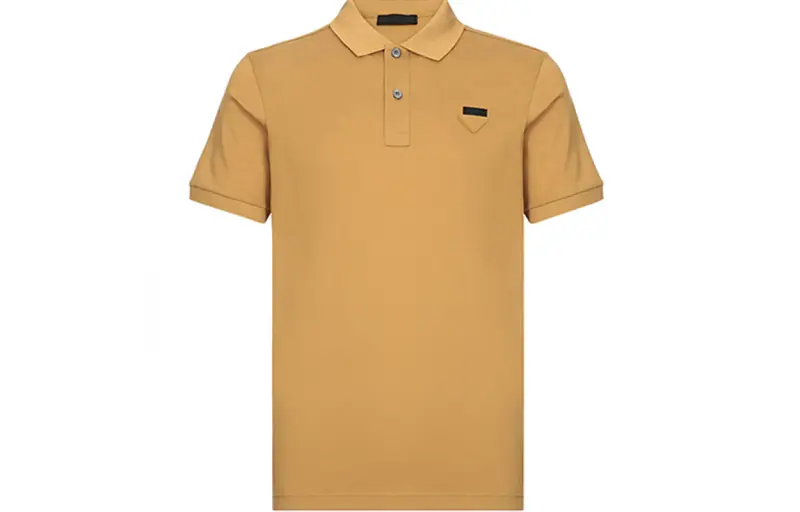 PRADA Polo Shirts Men's Mustard Polo Collar Moderate Straight Fit