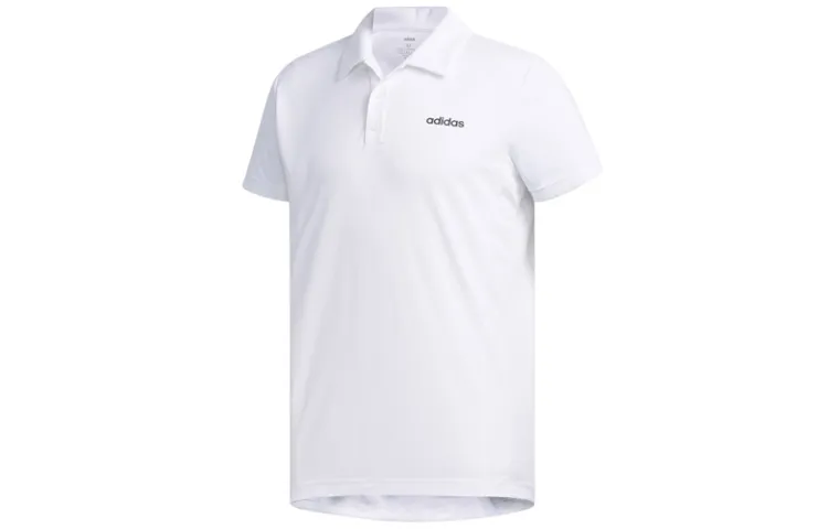 Adidas Polo Shirts Men's White Crew Neck Moderate Straight Fit