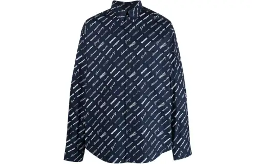 Balenciaga Allover Logo Print Long Sleeved Shirt