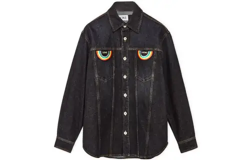 LOEWE Shirts Men's Black Lapel Moderate Other