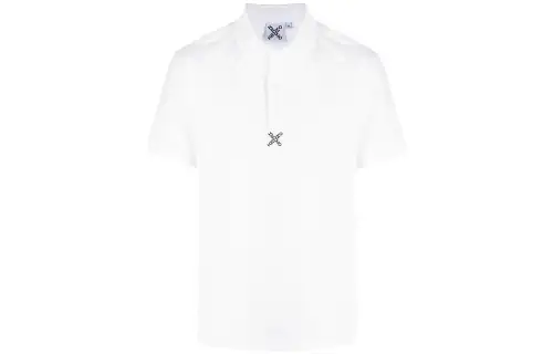 KENZO Polo Shirts Men's White Polo Collar Moderate Straight Fit