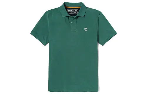 Timberland Polo Shirts Men's Green Polo Collar Moderate Straight Fit