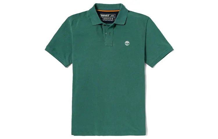 Timberland Polo Shirts Men's Green Polo Collar Moderate Straight Fit