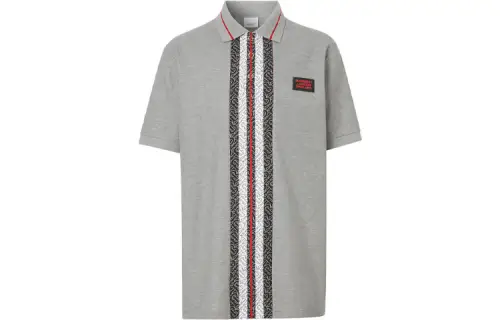 Burberry Polo Shirts Men's Gray Polo Collar Moderate Straight Fit