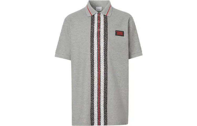 Burberry Polo Shirts Men's Gray Polo Collar Moderate Straight Fit