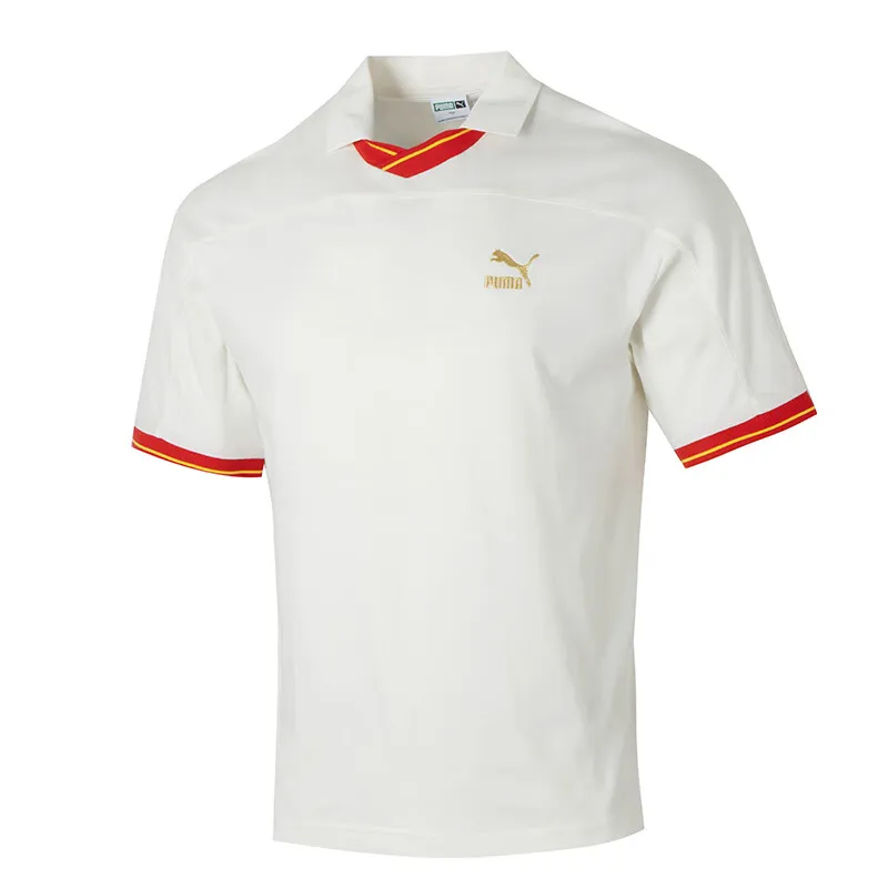 PUMA T-Shirts Unisex White Polo Collar Moderate Straight Fit