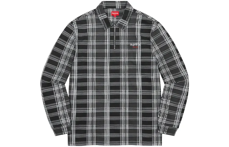 Supreme Plaid Zip Up L/S Polo