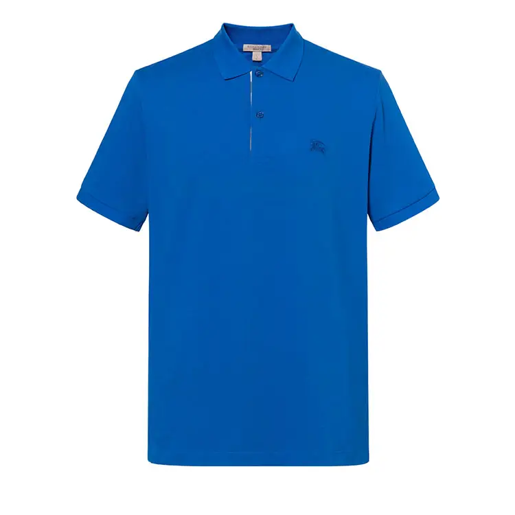 Burberry Men's Casual Sport Short Sleeve Polo Shirt Blue