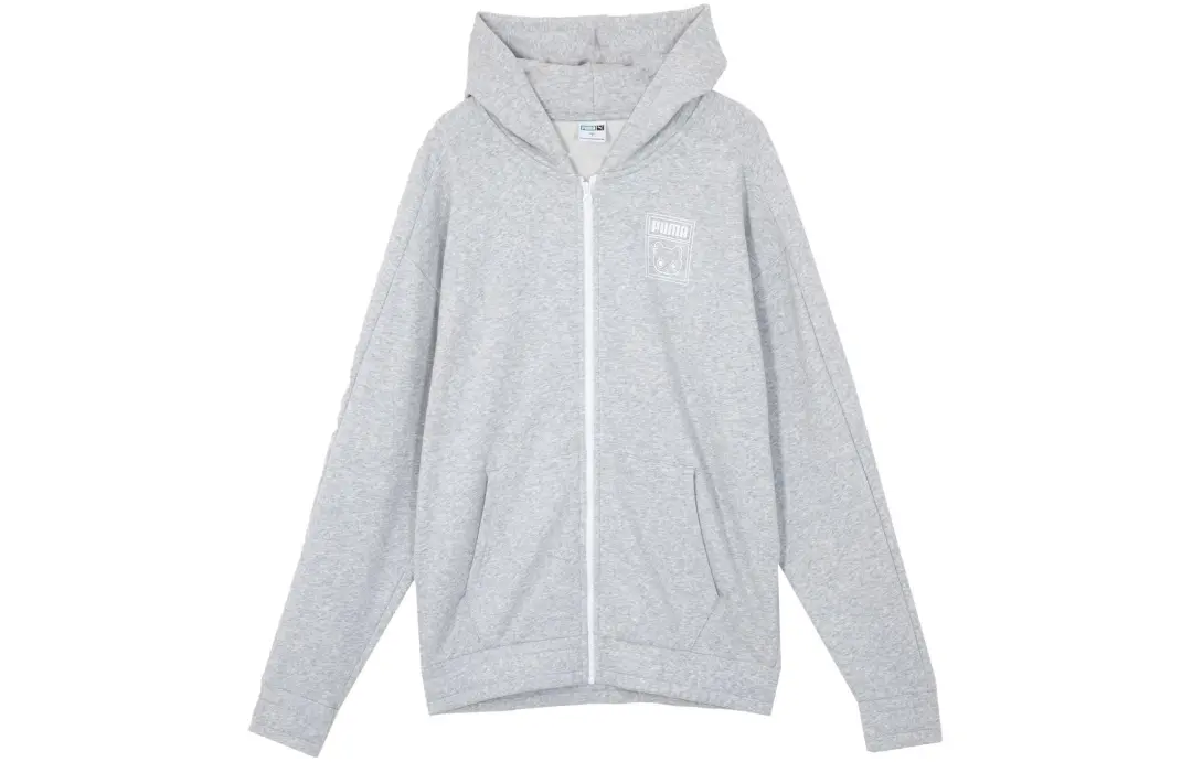PUMA NEKO GRAPHIC T7 FZ HOODIE Sweatshirt Unisex Light Mixed Gray