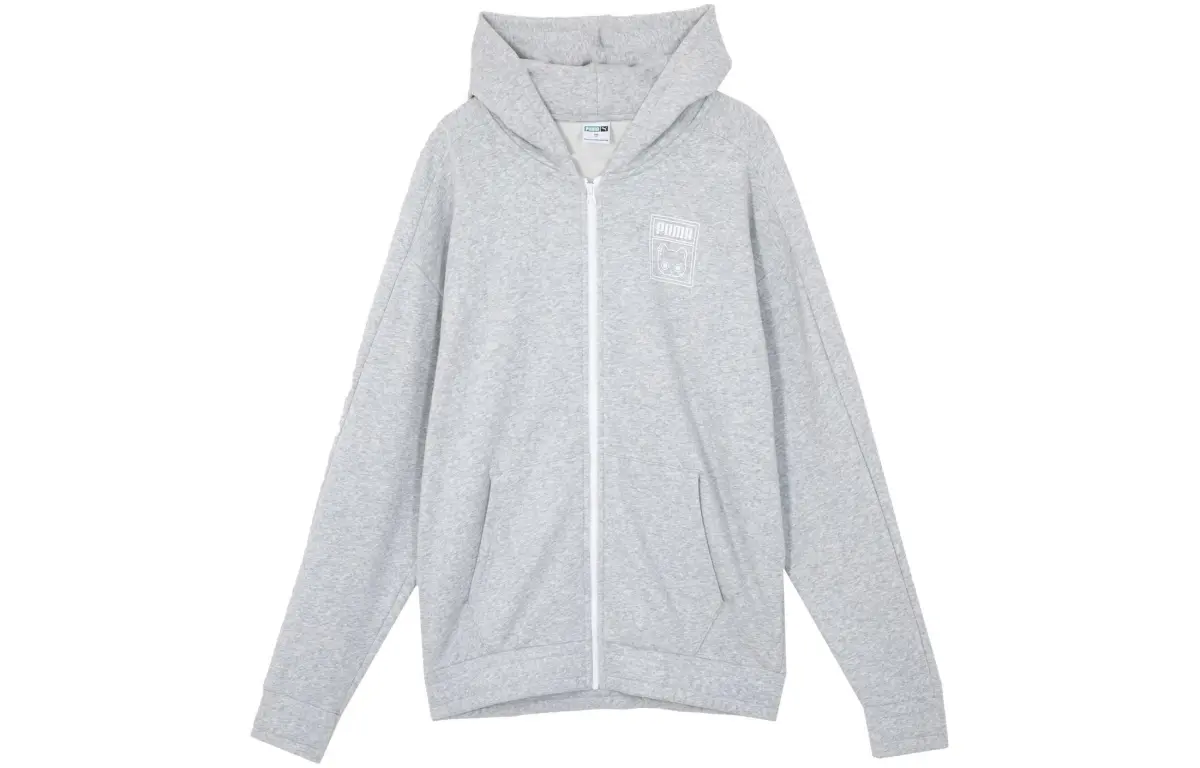 PUMA NEKO GRAPHIC T7 FZ HOODIE Sweatshirt Unisex Light Mixed Gray