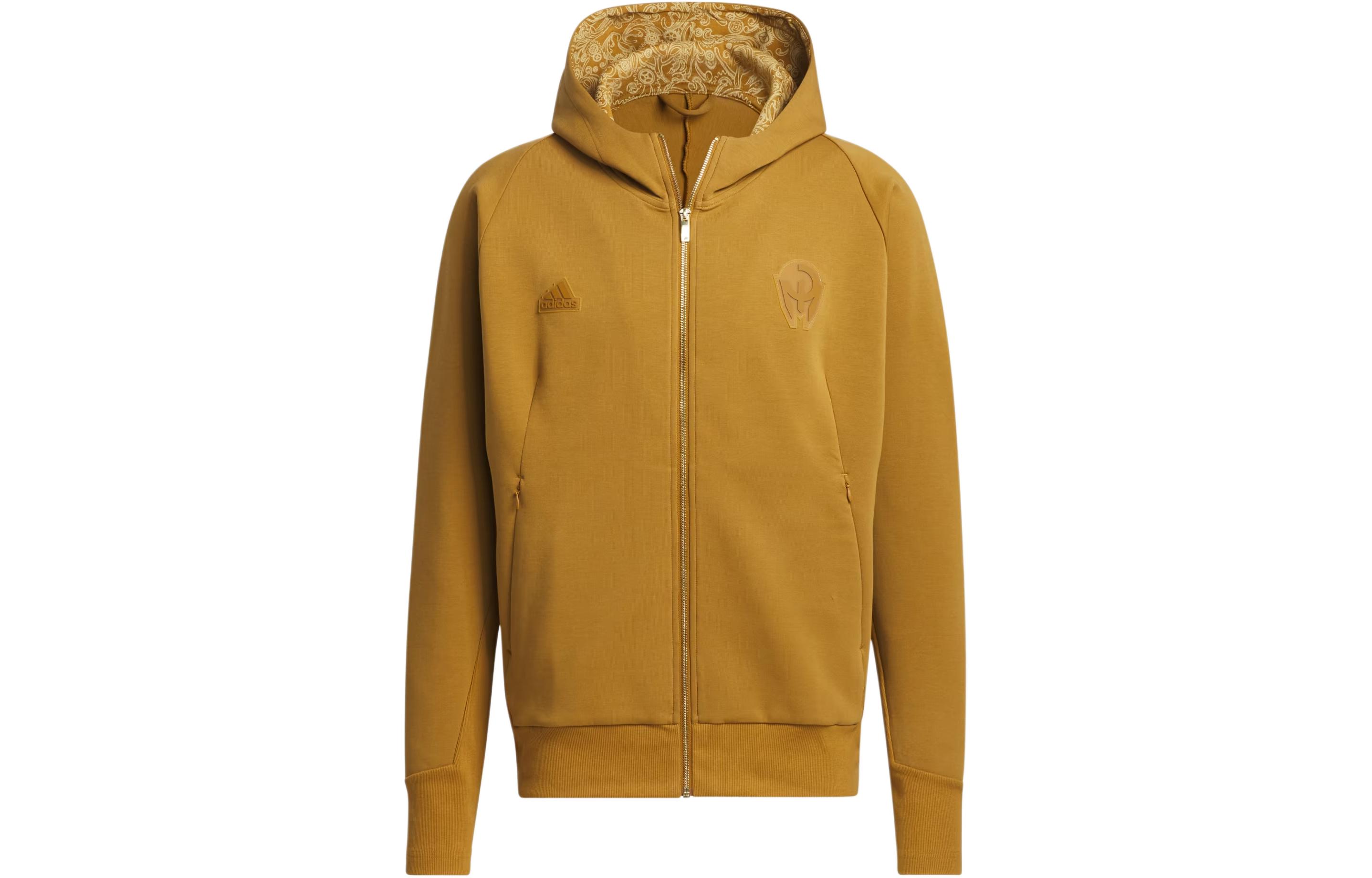 Adidas Mahomes Z.N.E. Premium Full-Zip Sweatshirt Hooded Graphic Print Zipper Long Sleeve Hooded Sweatshirt Men's Brass