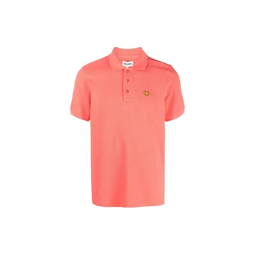 KENZO Polo Shirts Men's Coral Powder Polo Collar Moderate Straight Fit
