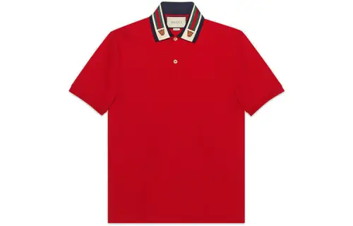 GUCCI Polo Shirts Men's Red Polo Collar Moderate Other