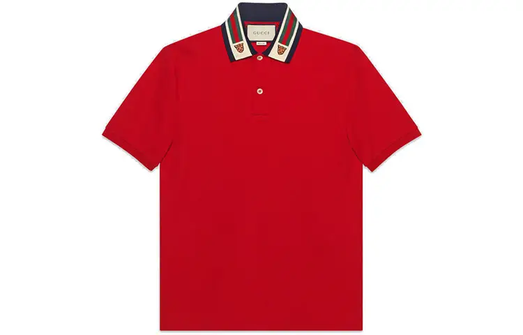 GUCCI Polo Shirts Men's Red Polo Collar Moderate Other