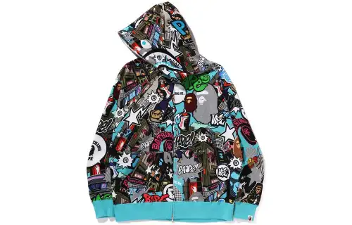 Bape Comic Art Shark Zip Hoodie