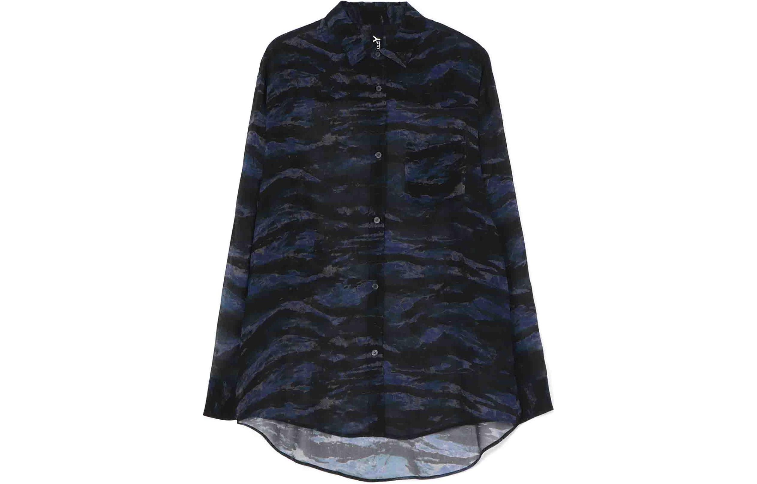 Yohji Yamamoto Yohji Yamamoto Ground Y SS24 zebra pattern button chiffon long-sleeved shirt for men and women, blue