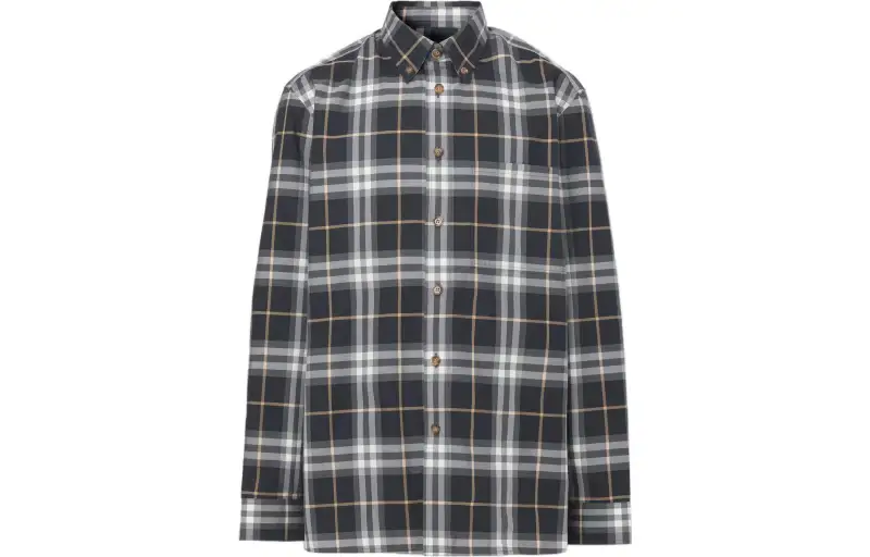 Burberry Shirts Men's Gray Lapel Moderate Shirt