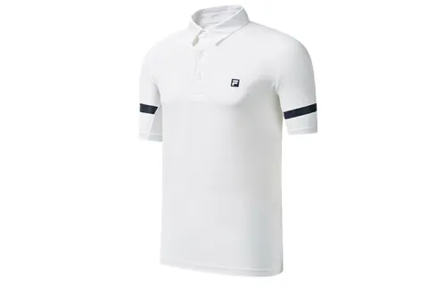 FILA Polo Shirts Men's White Polo Collar Moderate Straight Fit