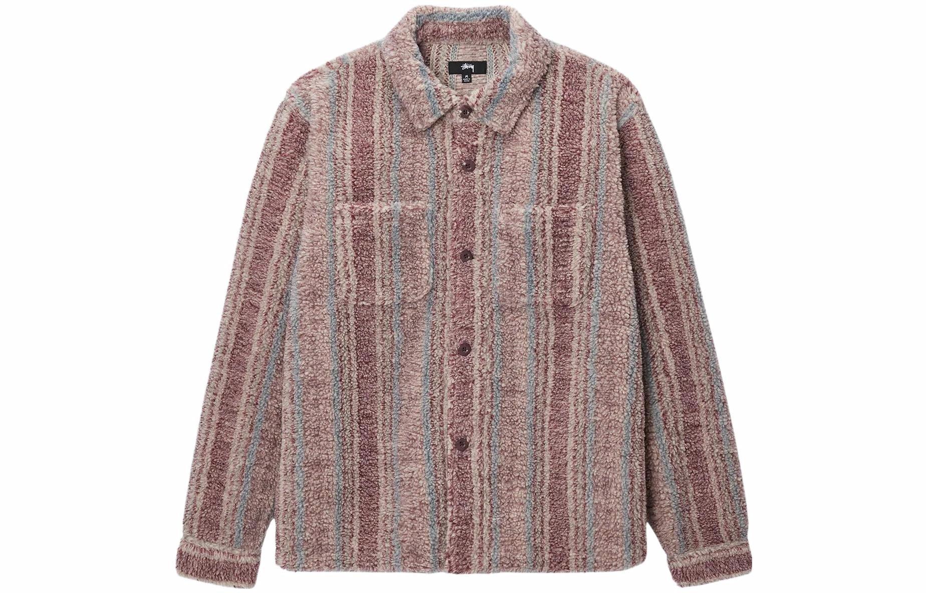 Рубашка Stussy FW23 Stripe Sherpa Shirt (полосатая)