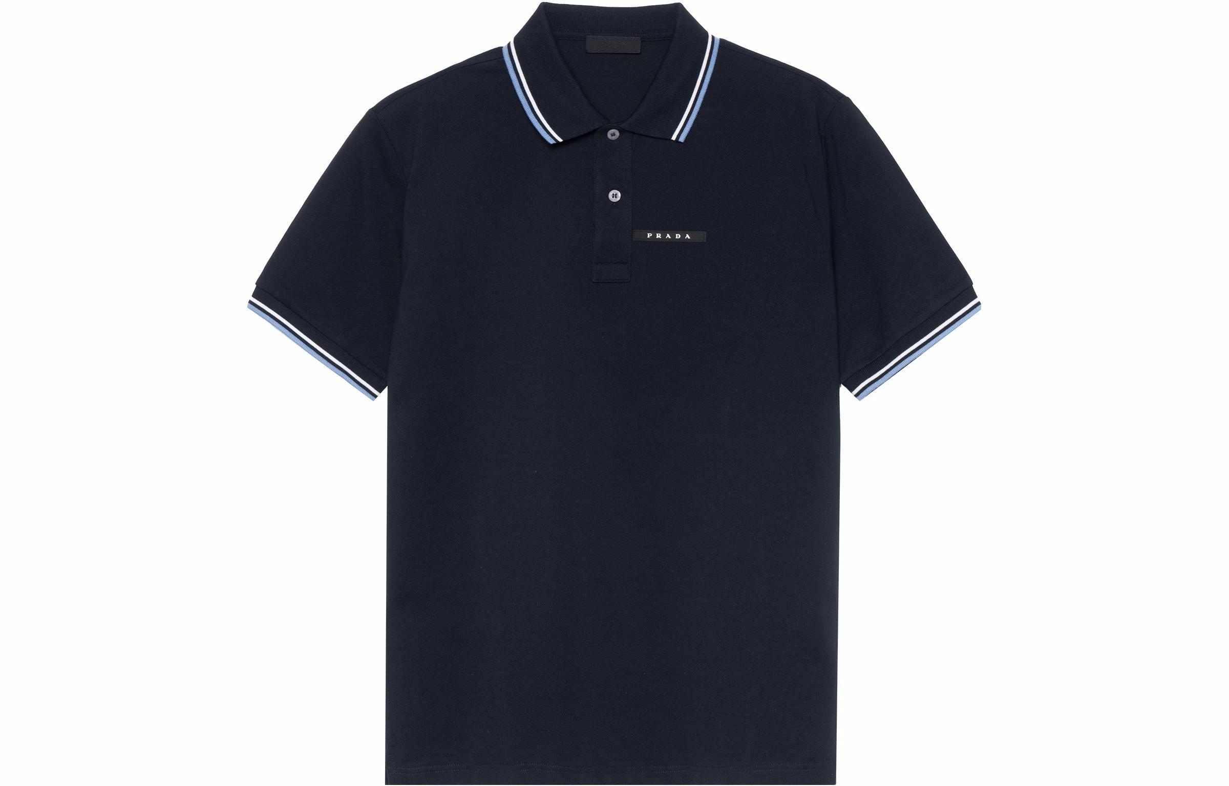 Мужская футболка-поло Prada PRADA LogoPolo (темно-синяя)