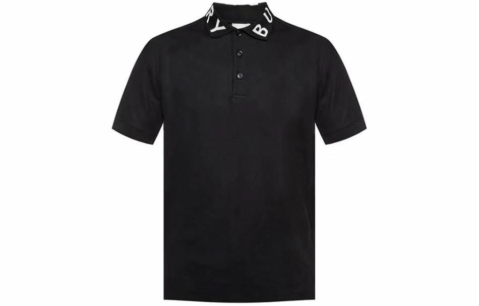 Мужская футболка-поло Burberry LogoPolo (черная) — фото 1