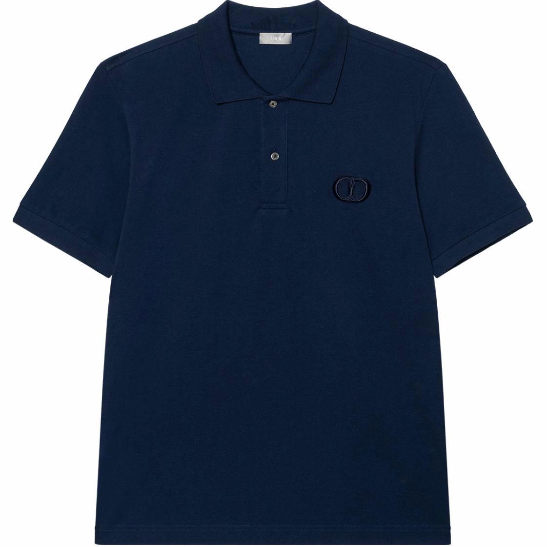 Мужская футболка Dior Essentials CD IconPolo (темно-синяя)