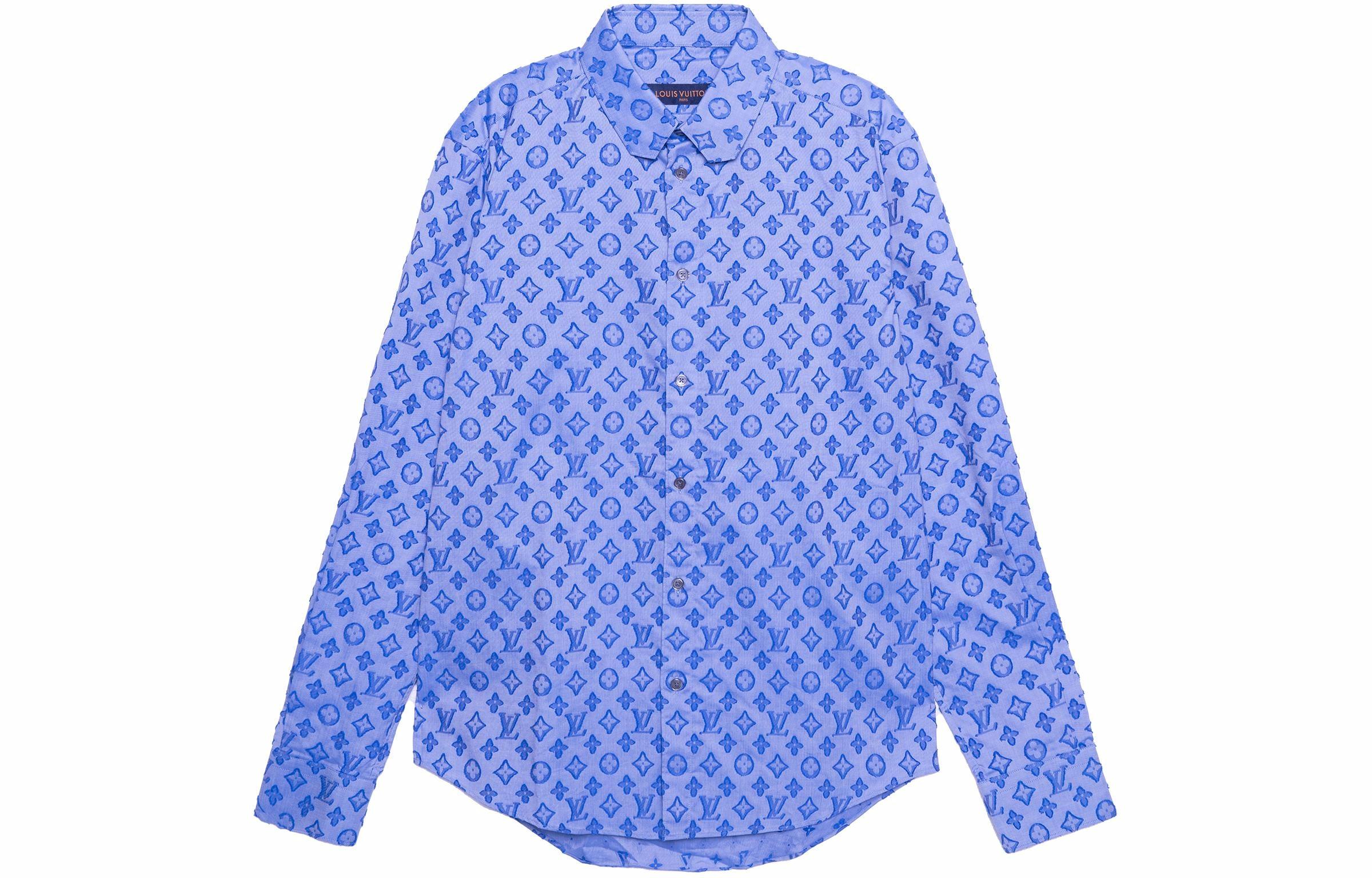 Мужская рубашка Louis Vuitton LOUIS VUITTON LV Logo (голубой)