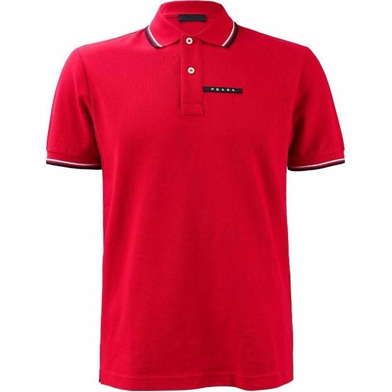 Мужская футболка-поло Prada PRADA logopolo (бордовая)