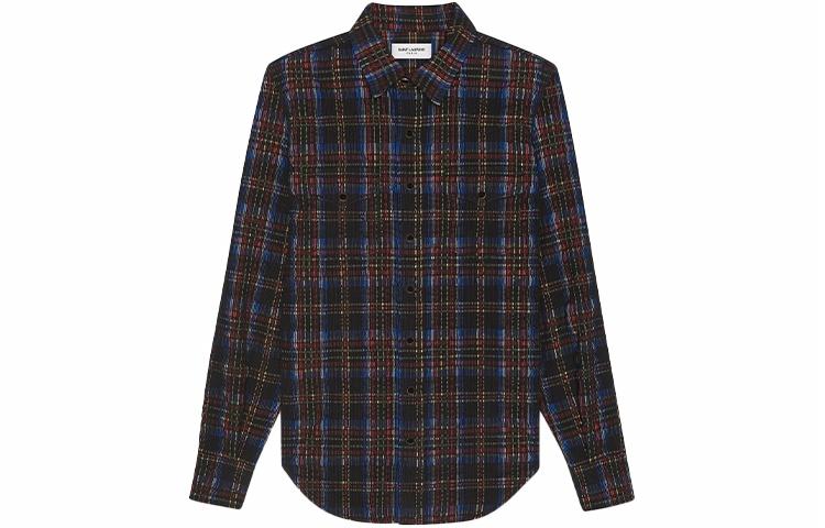 Мужская рубашка SAINT LAURENT FW21 Western Plaid (черная)