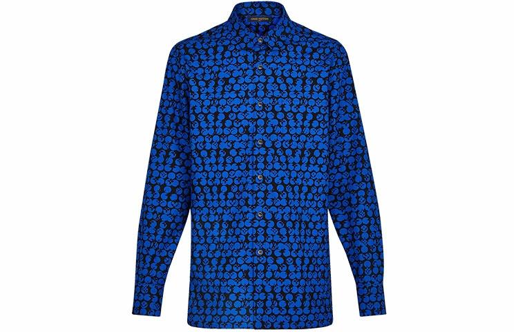 Мужская рубашка Louis Vuitton Polka Dot Shirt (синяя)