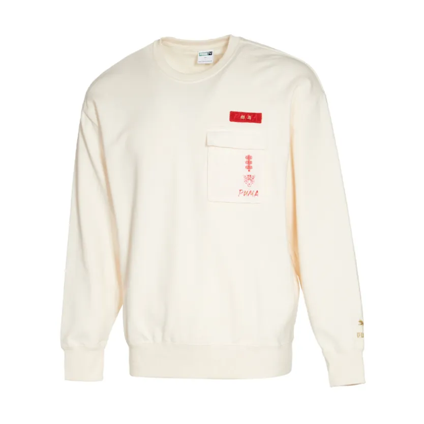 PUMA Sweatshirts Unisex Ecru Crew Neck Moderate Regular