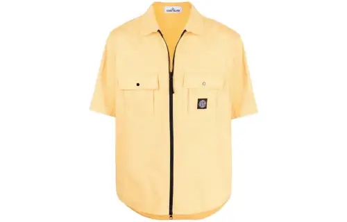 STONE ISLAND Shirts Men's Yellow Lapel Moderate Other
