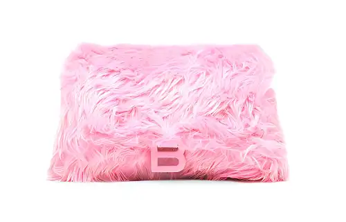 Balenciaga Faux Fur One Shoulder Crossbody Coin Purse Women's Pink