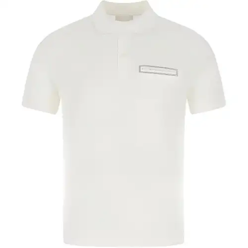 PRADA Polo Shirts Men's White Polo Collar Thin Straight Fit