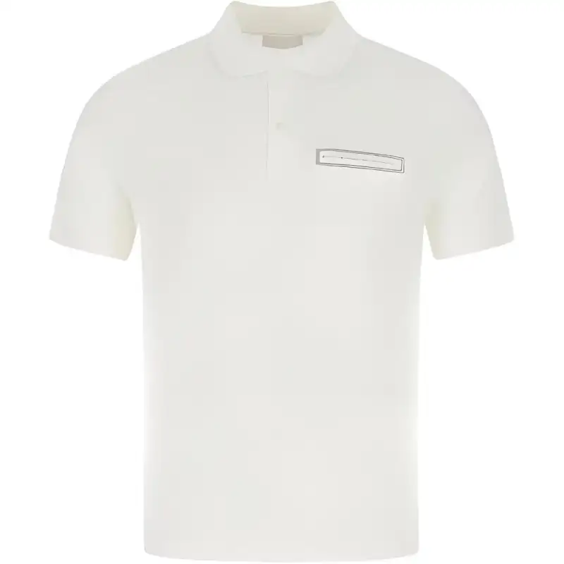 PRADA Polo Shirts Men's White Polo Collar Thin Straight Fit