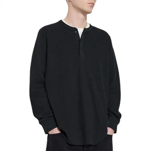 UNIQLO Sweatshirts Men's Black Crew Neck Moderate Regular