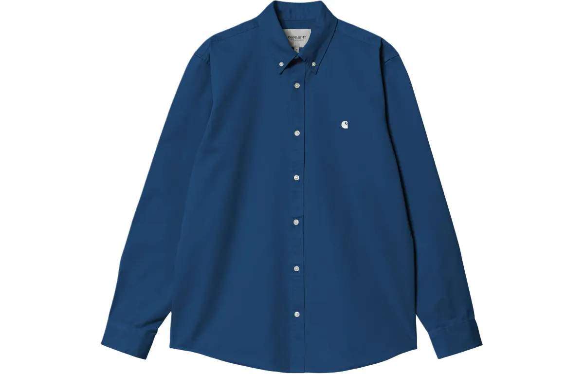 Carhartt WIP SS24 Garment Dyed Collection Madison Shirt Men's Marine Blue