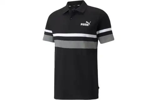 PUMA ESSENTIALS Polo Essentiels À Rayures Pour Homme Polo Shirt Men's Black