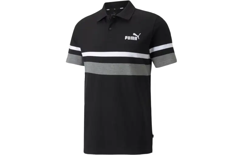 PUMA ESSENTIALS Polo Essentiels À Rayures Pour Homme Polo Shirt Men's Black