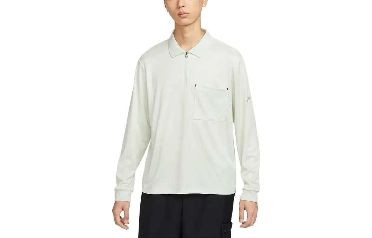 Nike SPORTSWEAR TECH PACK Polo Shirts Men's Sea Glass Blue Polo Collar Moderate Straight Fit